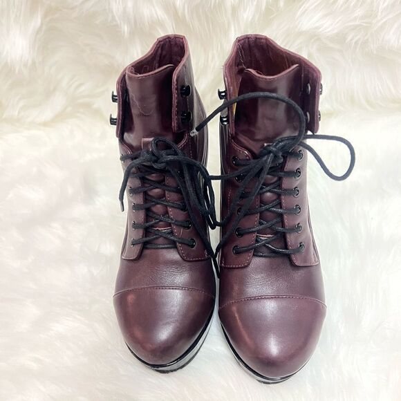 Aldo | Eggplant Platform Heeled Ankle Boots | 8.5  A17 - Picture 3 of 10